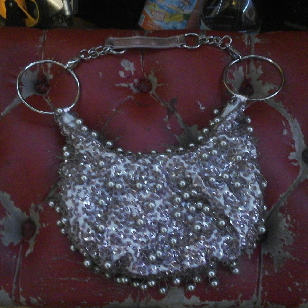 Handmade vintage style beaded with sequins handbag